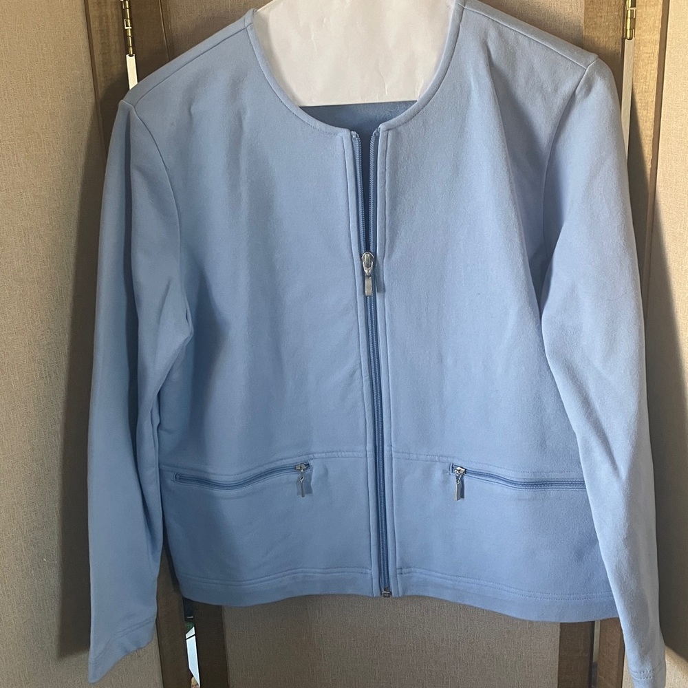FINAL MARKDOWN Talbots Light Blue Zip-Up Blazer petite small